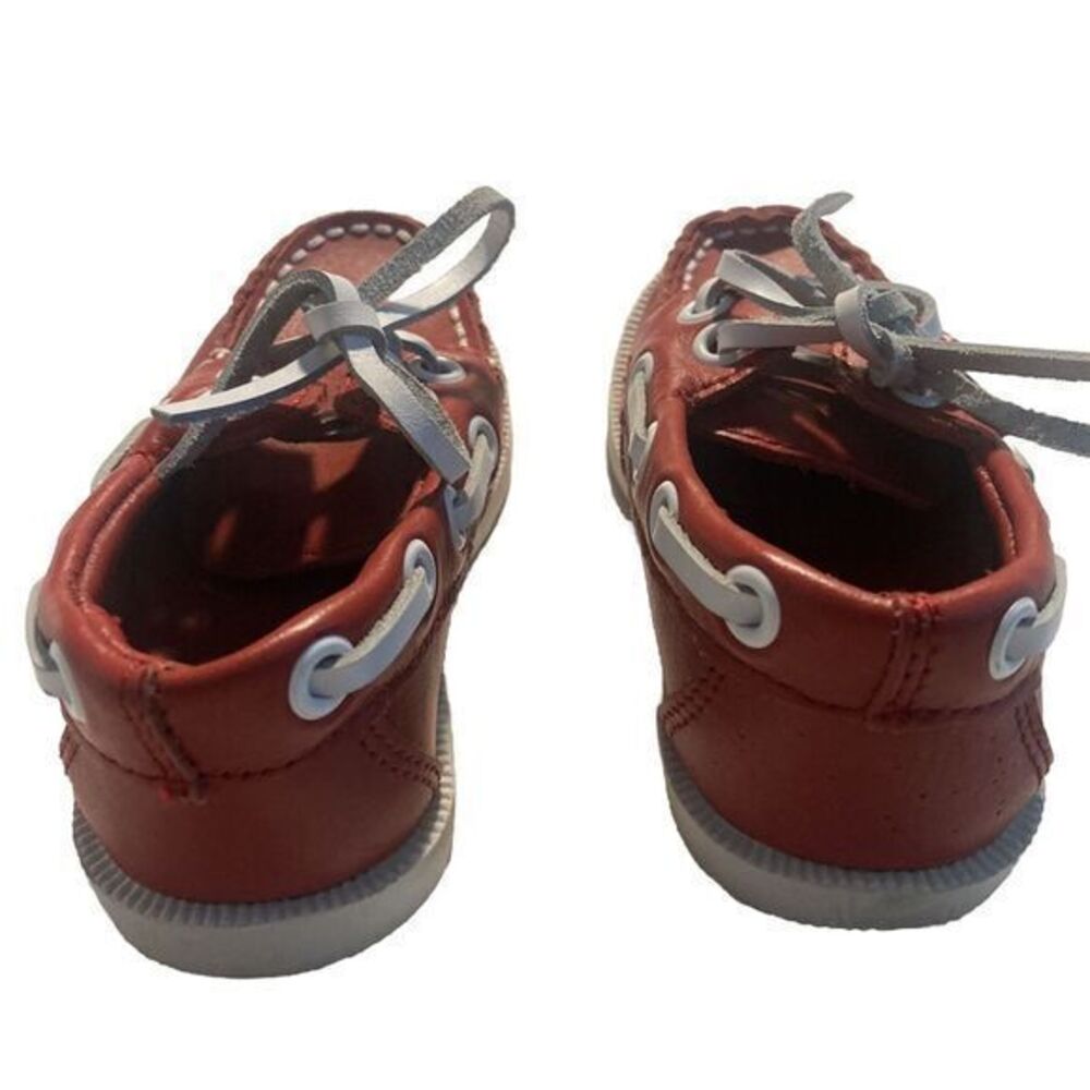 JANIE & JACK‎ BOAT SHOE RED WHITE LEATHER DECK TODDLER BOY 7 PREPPY - Picture 3 of 5